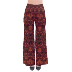 Boho Dark Red Floral So Vintage Palazzo Pants by SpinnyChairDesigns