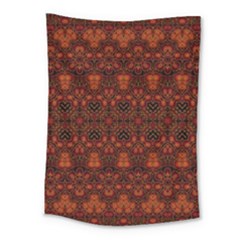 Boho Dark Red Floral Medium Tapestry by SpinnyChairDesigns