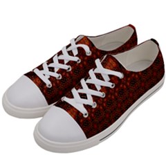 Boho Dark Red Floral Women s Low Top Canvas Sneakers by SpinnyChairDesigns