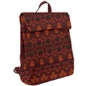 Boho Dark Red Floral Flap Top Backpack View2