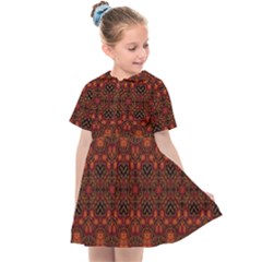 Boho Dark Red Floral Kids  Sailor Dress by SpinnyChairDesigns