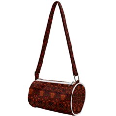 Boho Dark Red Floral Mini Cylinder Bag by SpinnyChairDesigns