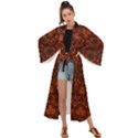 Boho Dark Red Floral Maxi Kimono View1