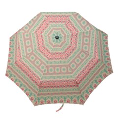 Boho Teal Pink Folding Umbrellas by SpinnyChairDesigns