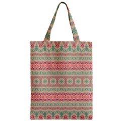 Boho Teal Pink Zipper Classic Tote Bag by SpinnyChairDesigns