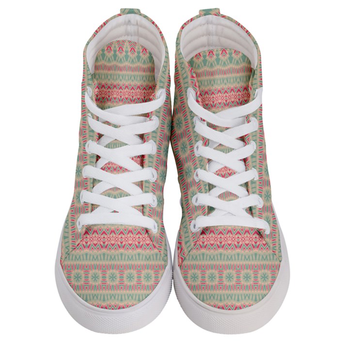 Boho Teal Pink Women s Hi-Top Skate Sneakers