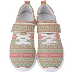 Boho Teal Pink Men s Velcro Strap Shoes