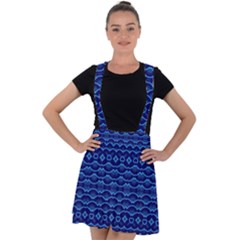 Cobalt Blue  Velvet Suspender Skater Skirt by SpinnyChairDesigns