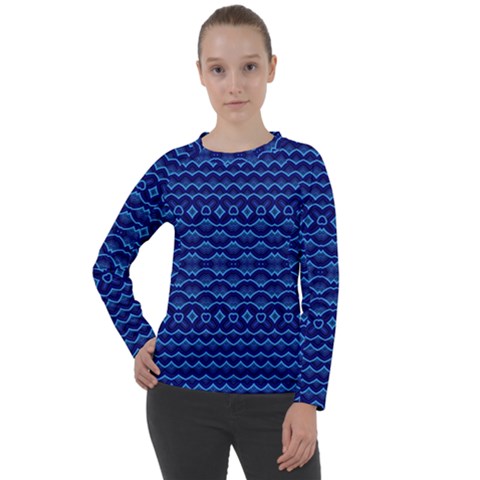 Cobalt Blue  Women s Long Sleeve Raglan Tee by SpinnyChairDesigns