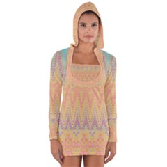 Boho Pastel Colors Long Sleeve Hooded T-shirt by SpinnyChairDesigns