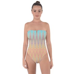 Boho Pastel Colors Tie Back One Piece Swimsuit by SpinnyChairDesigns