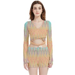 Boho Pastel Colors Velvet Wrap Crop Top