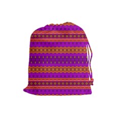 Boho Magenta And Gold Drawstring Pouch (large) by SpinnyChairDesigns