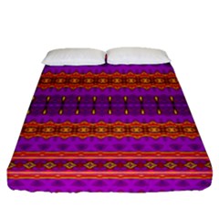 Boho Magenta And Gold Fitted Sheet (queen Size) by SpinnyChairDesigns