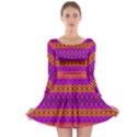 Boho Magenta and Gold Long Sleeve Skater Dress View1