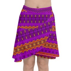 Boho Magenta And Gold Chiffon Wrap Front Skirt by SpinnyChairDesigns