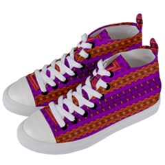 Boho Magenta And Gold Women s Mid-top Canvas Sneakers by SpinnyChairDesigns