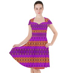 Boho Magenta And Gold Cap Sleeve Midi Dress by SpinnyChairDesigns