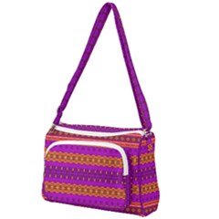 Boho Magenta And Gold Front Pocket Crossbody Bag by SpinnyChairDesigns