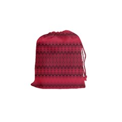 Crimson Red Pattern Drawstring Pouch (small) by SpinnyChairDesigns