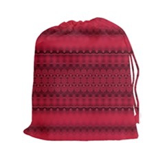 Crimson Red Pattern Drawstring Pouch (2xl) by SpinnyChairDesigns