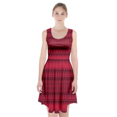 Crimson Red Pattern Racerback Midi Dress by SpinnyChairDesigns