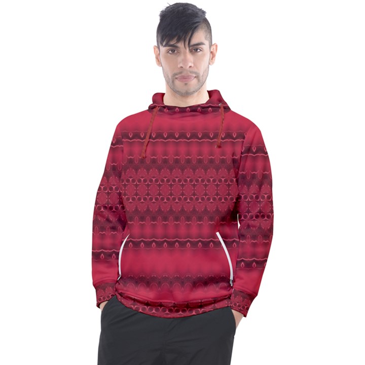 Crimson Red Pattern Men s Pullover Hoodie