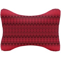 Crimson Red Pattern Seat Head Rest Cushion by SpinnyChairDesigns