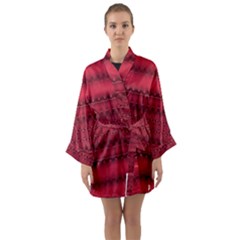 Crimson Red Pattern Long Sleeve Satin Kimono by SpinnyChairDesigns