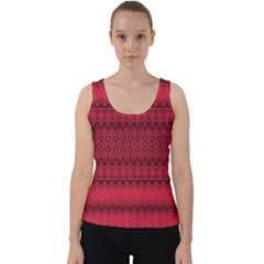 Crimson Red Pattern Velvet Tank Top by SpinnyChairDesigns