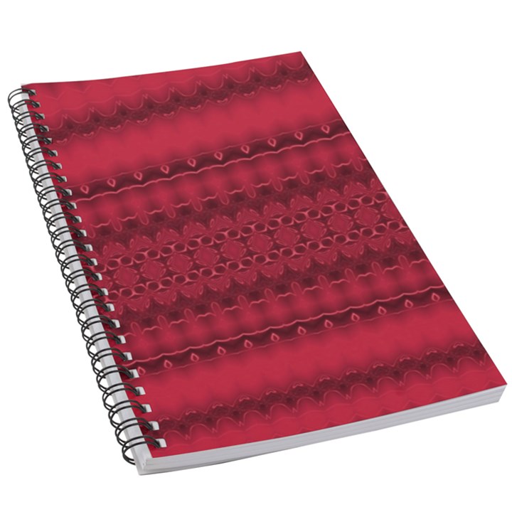 Crimson Red Pattern 5.5  x 8.5  Notebook