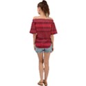 Crimson Red Pattern Off Shoulder Short Sleeve Top View2