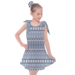 Boho Faded Blue Grey Kids  Tie Up Tunic Dress by SpinnyChairDesigns