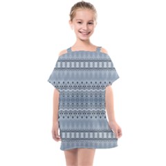 Boho Faded Blue Grey Kids  One Piece Chiffon Dress by SpinnyChairDesigns