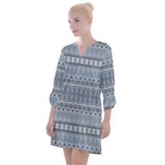 Boho Faded Blue Grey Open Neck Shift Dress by SpinnyChairDesigns