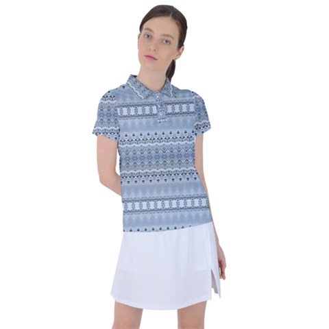 Boho Faded Blue Grey Women s Polo Tee by SpinnyChairDesigns