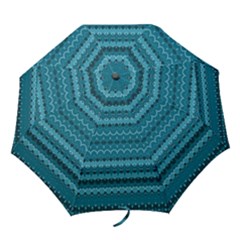 Boho Teal Pattern Folding Umbrellas by SpinnyChairDesigns