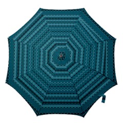 Boho Teal Pattern Hook Handle Umbrellas (small) by SpinnyChairDesigns