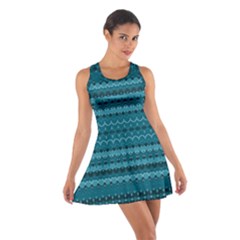 Boho Teal Pattern Cotton Racerback Dress by SpinnyChairDesigns