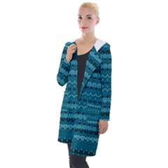 Boho Teal Pattern Hooded Pocket Cardigan by SpinnyChairDesigns