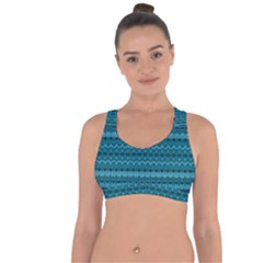 Boho Teal Pattern Cross String Back Sports Bra by SpinnyChairDesigns