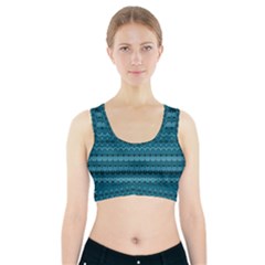 Boho Teal Pattern Sports Bra With Pocket by SpinnyChairDesigns