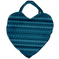 Boho Teal Pattern Giant Heart Shaped Tote by SpinnyChairDesigns