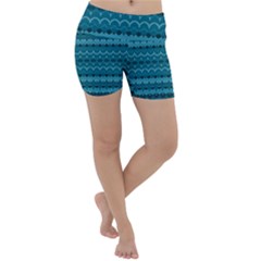 Boho Teal Pattern Lightweight Velour Yoga Shorts by SpinnyChairDesigns