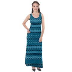 Boho Teal Pattern Sleeveless Velour Maxi Dress by SpinnyChairDesigns