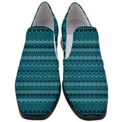 Boho Teal Pattern Women Slip On Heel Loafers by SpinnyChairDesigns