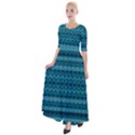 Boho Teal Pattern Half Sleeves Maxi Dress View1