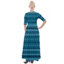 Boho Teal Pattern Half Sleeves Maxi Dress View2