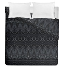 Boho Black And Silver Duvet Cover Double Side (queen Size) by SpinnyChairDesigns