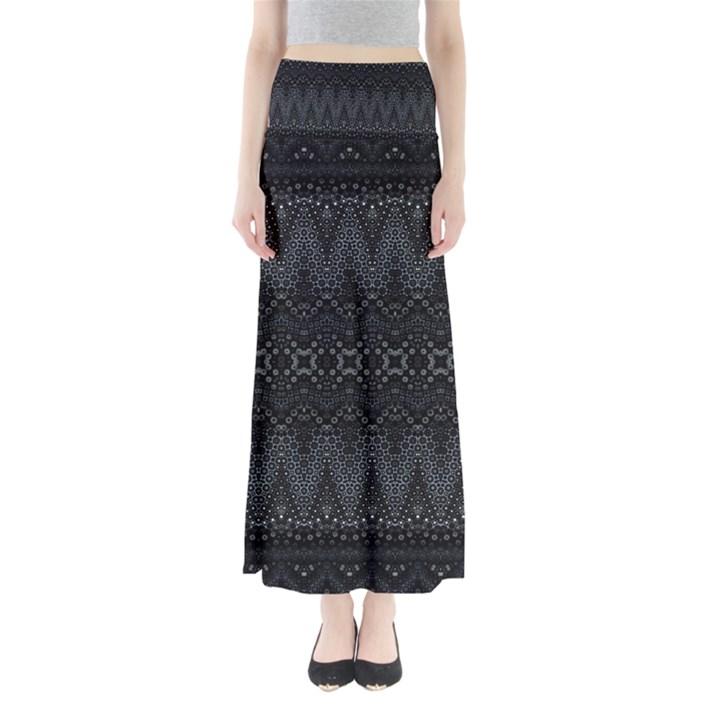 Boho Black and Silver Full Length Maxi Skirt